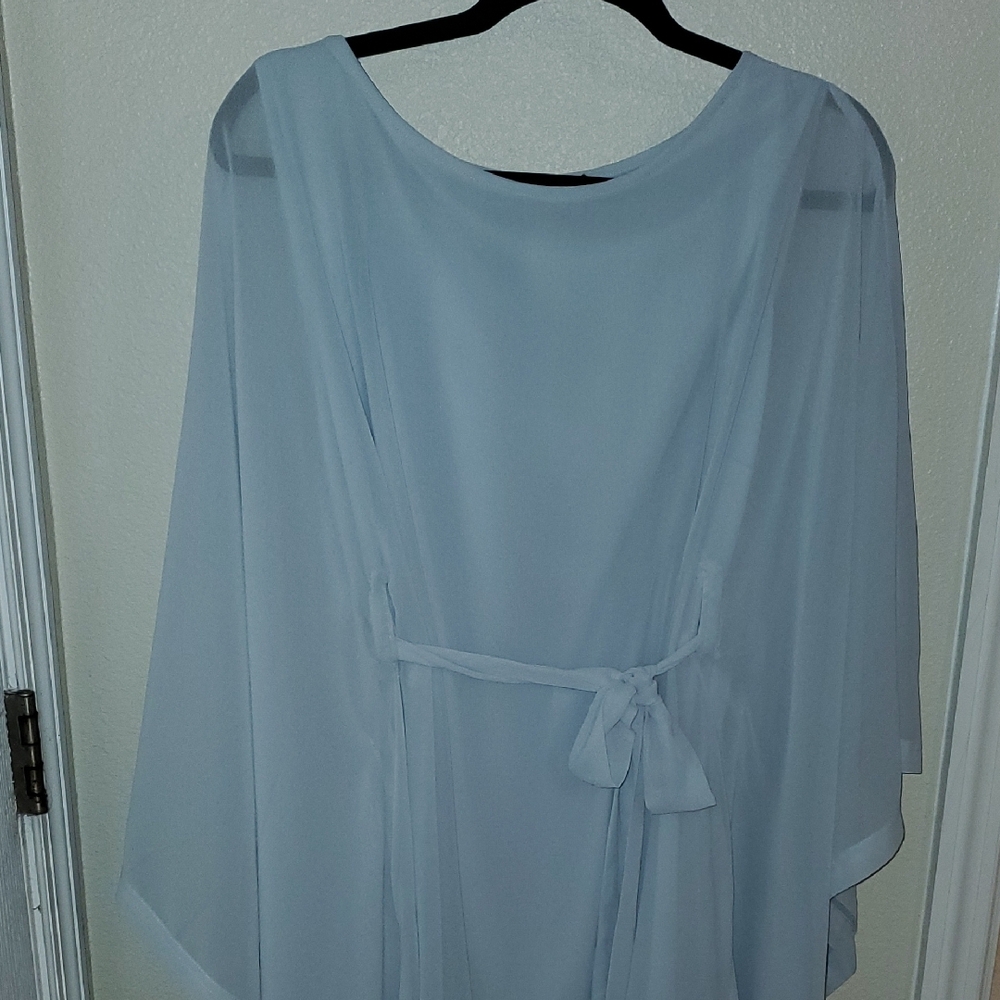 Elegant Light Blue Sheer Dress